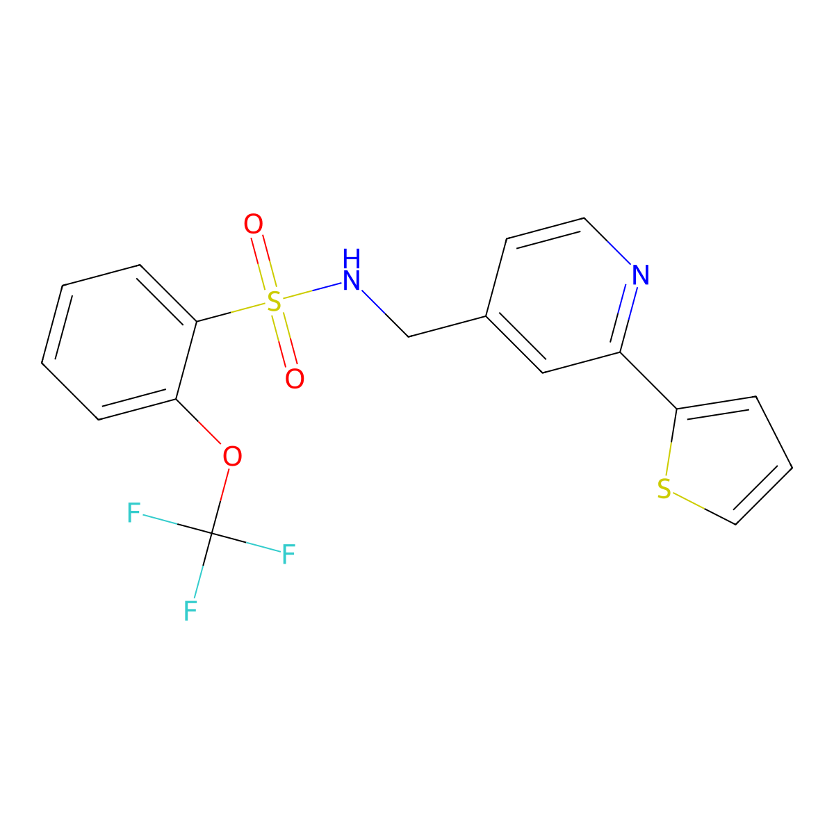 N-((2-(thiophen-2-yl)pyridin-4-yl)methyl)-2-(trifluoromethoxy)benzenesulfonamide molecular structure, CAS 1904377-13-4