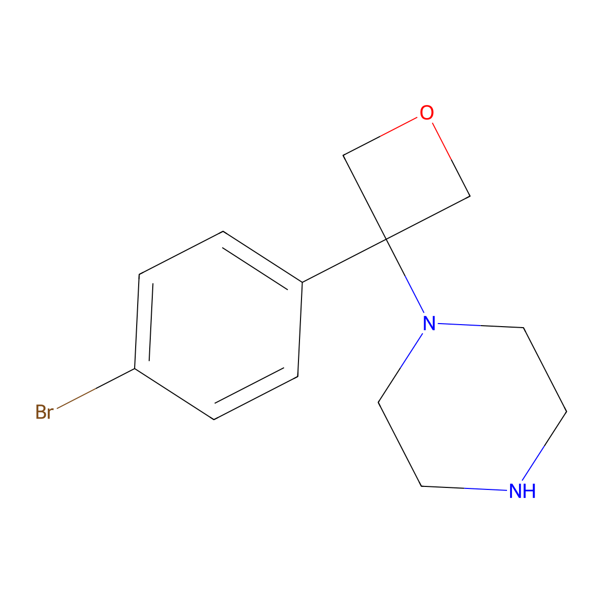 1-[3-(4-Bromophenyl)oxetan-3-yl]piperazine molecular structure, CAS 1904379-45-8