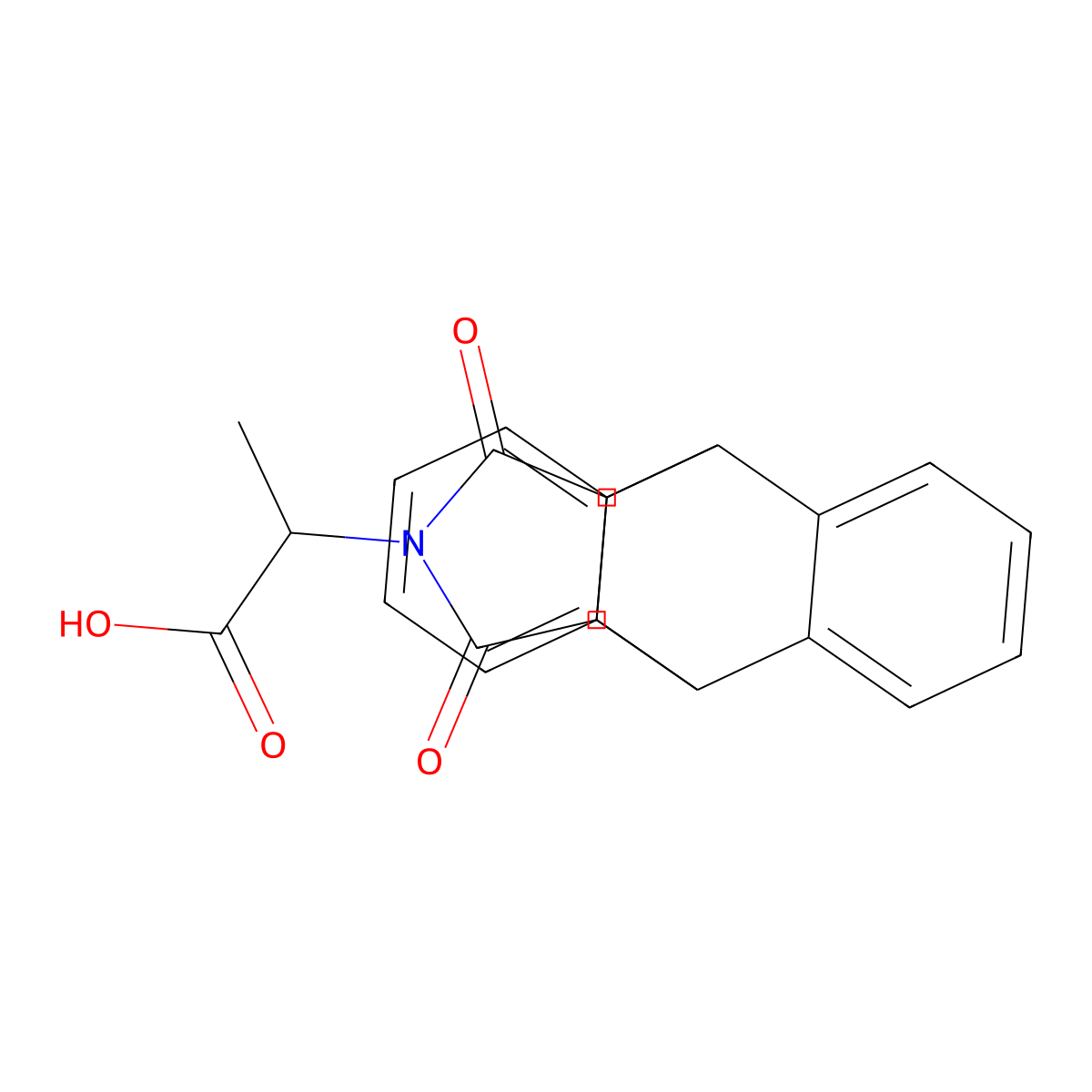 2-(16,18-Dioxo-17-azapentacyclo[6.6.5.0~2,7~.0~9,14~.0~15-,19~]nonadeca-2,4,6,9,11,13-hexaen-17-yl)propanoic acid molecular structure, CAS 190438-87-0