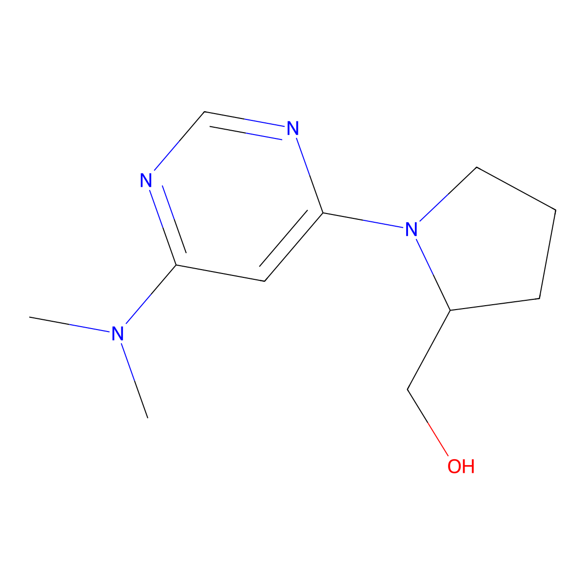 {1-[6-(Dimethylamino)pyrimidin-4-yl]pyrrolidin-2-yl}methanol molecular structure, CAS 1904381-13-0
