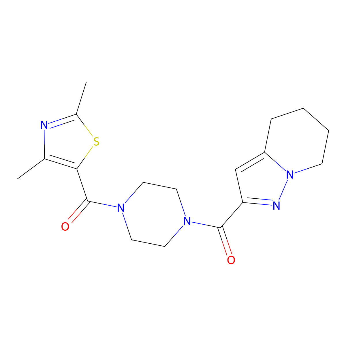 (2,4-Dimethylthiazol-5-yl)(4-(4,5,6,7-tetrahydropyrazolo[1,5-a]pyridine-2-carbonyl)piperazin-1-yl)methanone molecular structure, CAS 1904400-72-1