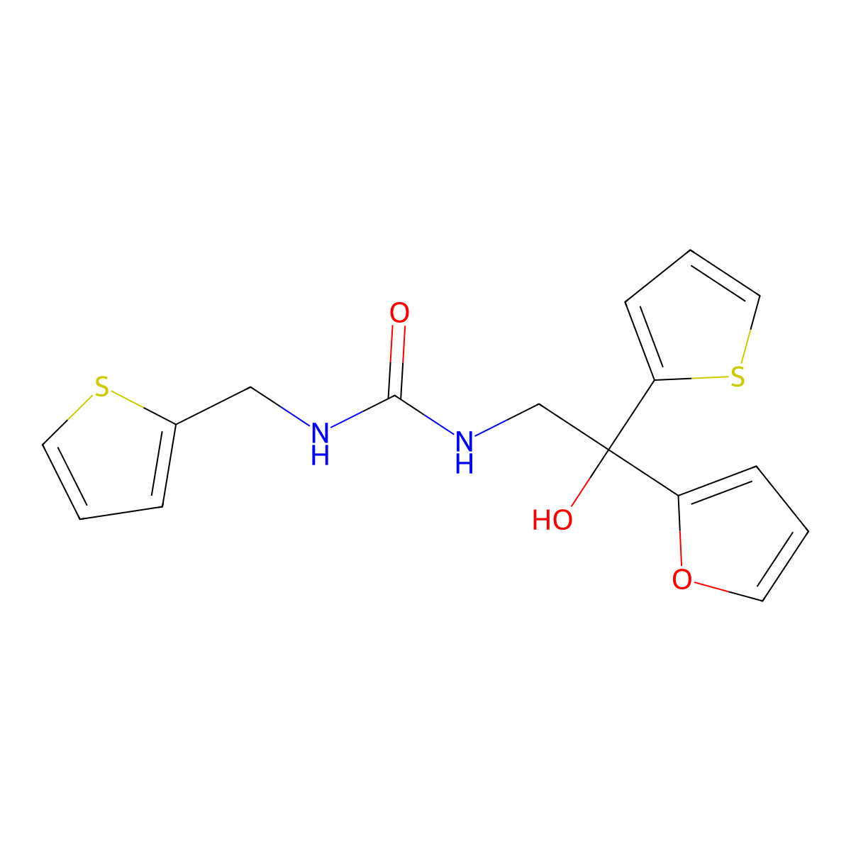 1-(2-(Furan-2-yl)-2-hydroxy-2-(thiophen-2-yl)ethyl)-3-(thiophen-2-ylmethyl)urea molecular structure, CAS 1904401-98-4