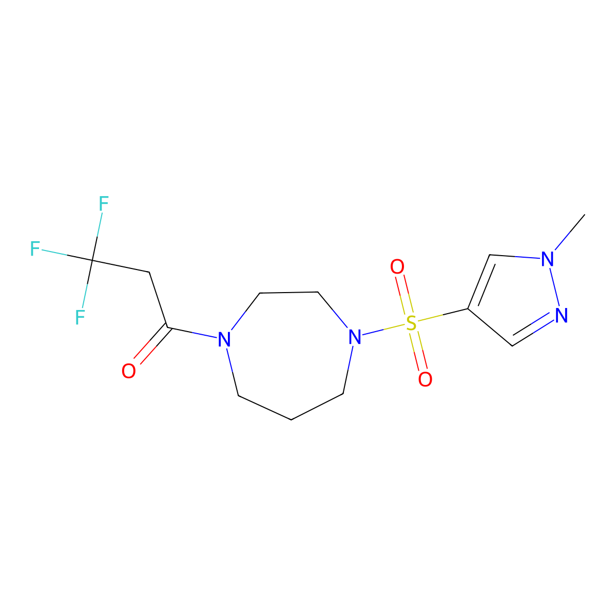 3,3,3-trifluoro-1-(4-((1-methyl-1H-pyrazol-4-yl)sulfonyl)-1,4-diazepan-1-yl)propan-1-one molecular structure, CAS 1904406-45-6