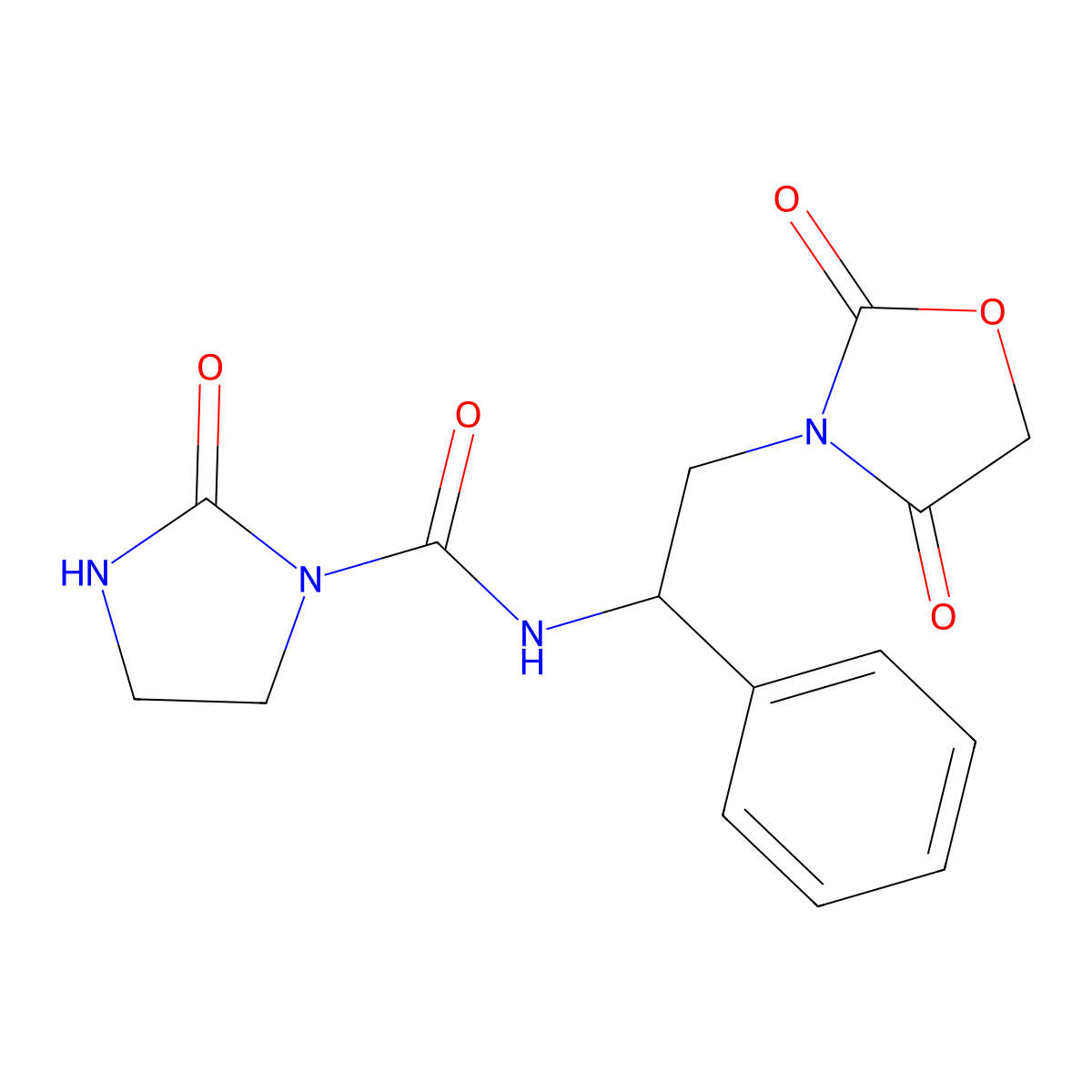 N-(2-(2,4-dioxooxazolidin-3-yl)-1-phenylethyl)-2-oxoimidazolidine-1-carboxamide molecular structure, CAS 1904407-04-0