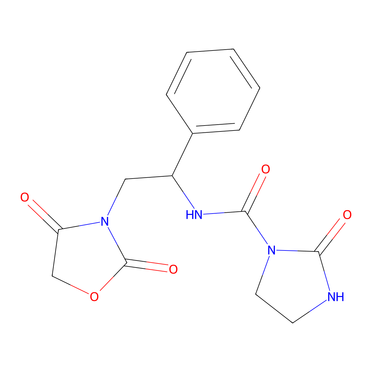 N-(2-(2,4-dioxooxazolidin-3-yl)-1-phenylethyl)-2-oxoimidazolidine-1-carboxamide molecular structure, CAS 1904407-04-0