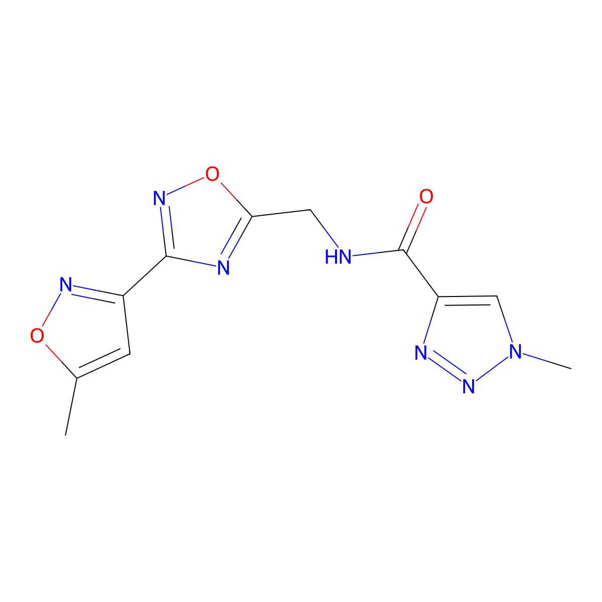 1-methyl-N-((3-(5-methylisoxazol-3-yl)-1,2,4-oxadiazol-5-yl)methyl)-1H-1,2,3-triazole-4-carboxamide molecular structure, CAS 1904409-97-7