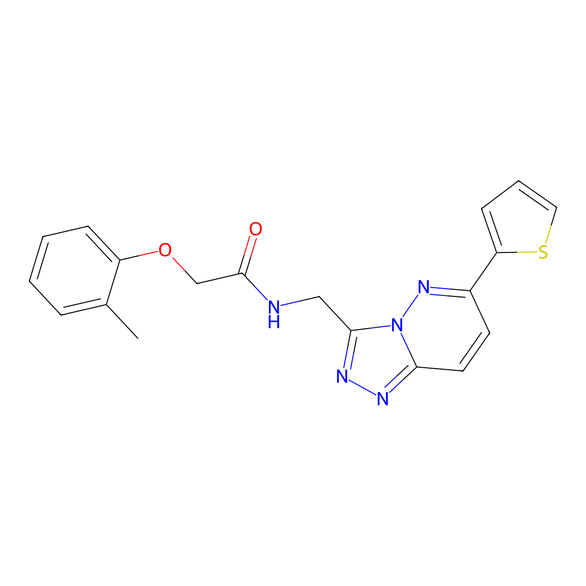 N-((6-(thiophen-2-yl)-[1,2,4]triazolo[4,3-b]pyridazin-3-yl)methyl)-2-(o-tolyloxy)acetamide molecular structure, CAS 1904410-73-6