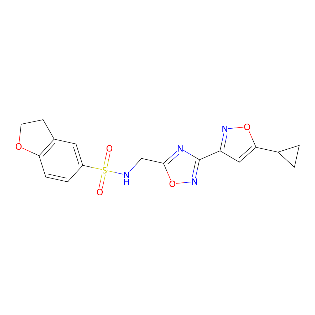 N-((3-(5-cyclopropylisoxazol-3-yl)-1,2,4-oxadiazol-5-yl)methyl)-2,3-dihydrobenzofuran-5-sulfonamide molecular structure, CAS 1904410-85-0