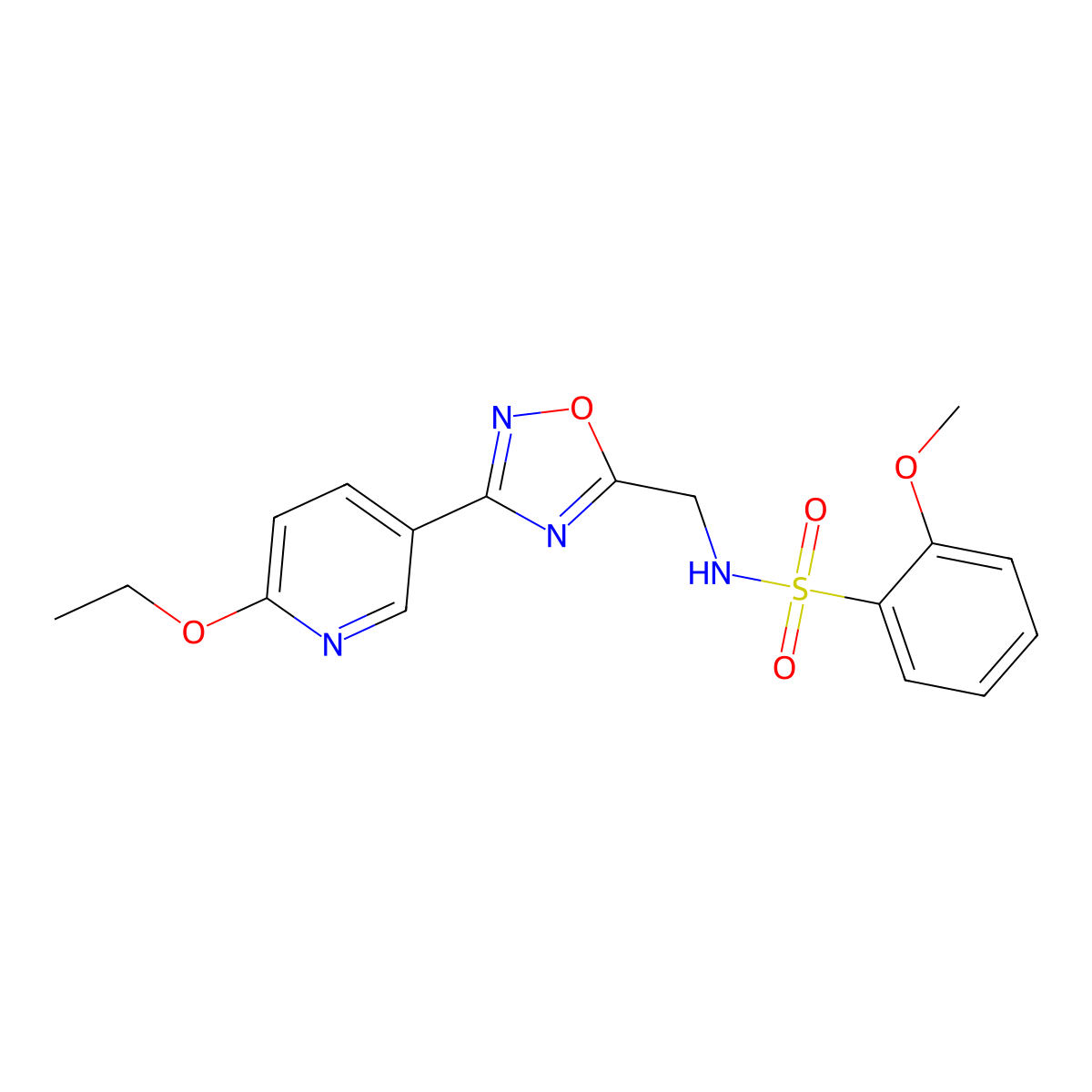 N-((3-(6-ethoxypyridin-3-yl)-1,2,4-oxadiazol-5-yl)methyl)-2-methoxybenzenesulfonamide molecular structure, CAS 1904410-99-6