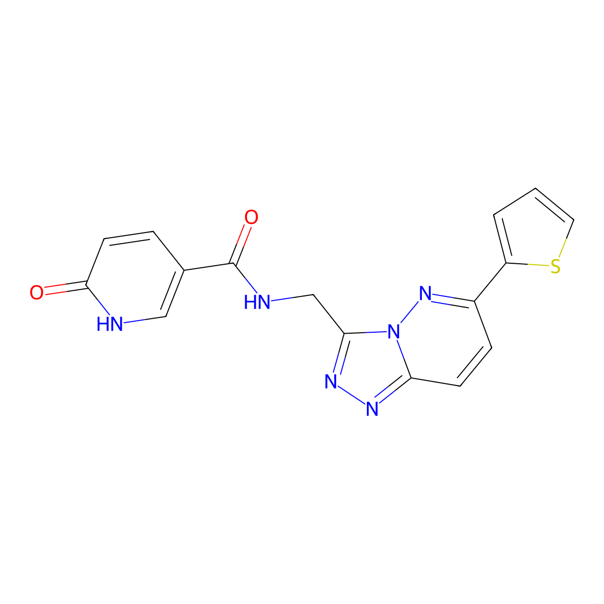 6-oxo-N-((6-(thiophen-2-yl)-[1,2,4]triazolo[4,3-b]pyridazin-3-yl)methyl)-1,6-dihydropyridine-3-carboxamide molecular structure, CAS 1904411-29-5