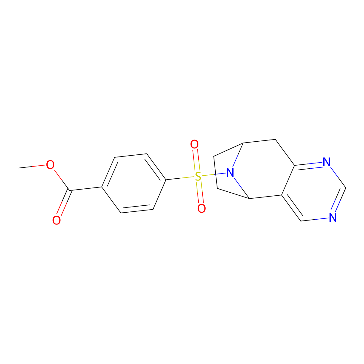 methyl 4-(((5R,8S)-6,7,8,9-tetrahydro-5H-5,8-epiminocyclohepta[d]pyrimidin-10-yl)sulfonyl)benzoate molecular structure, CAS 1904411-35-3
