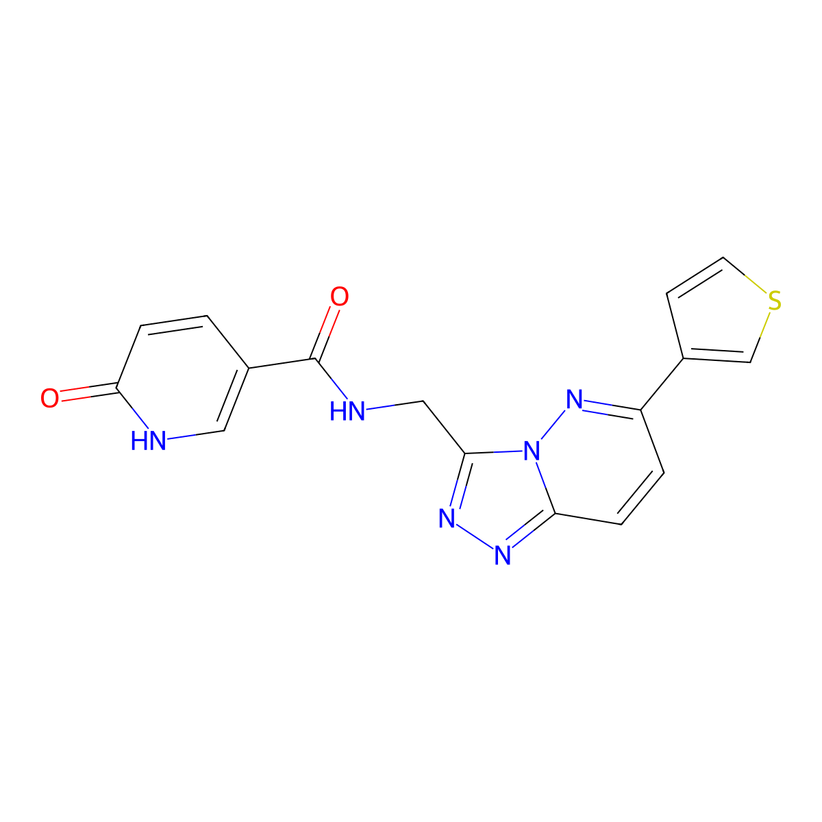 6-oxo-N-((6-(thiophen-3-yl)-[1,2,4]triazolo[4,3-b]pyridazin-3-yl)methyl)-1,6-dihydropyridine-3-carboxamide molecular structure, CAS 1904411-75-1