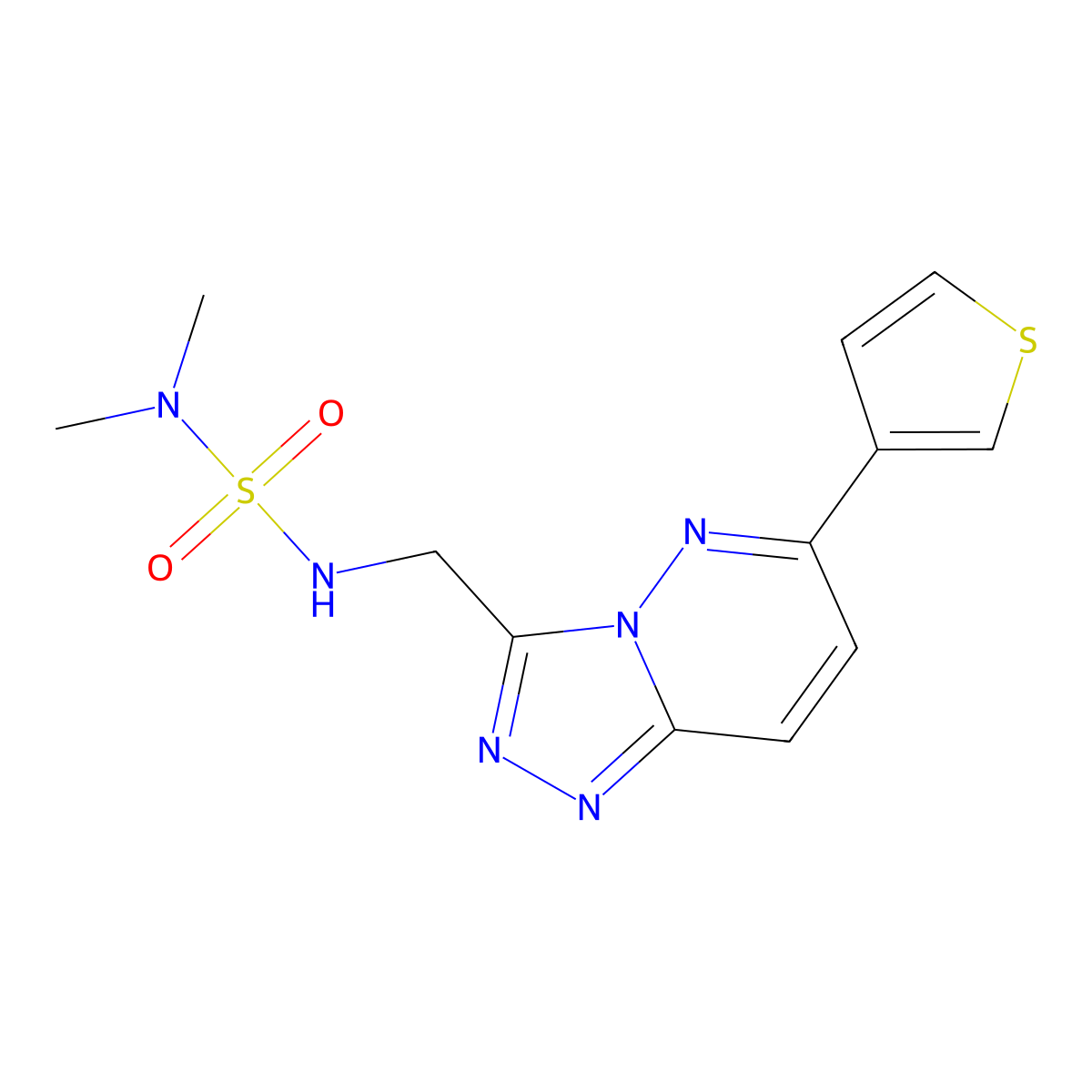 Dimethyl({[6-(thiophen-3-yl)-[1,2,4]triazolo[4,3-b]pyridazin-3-yl]methyl}sulfamoyl)amine molecular structure, CAS 1904411-85-3