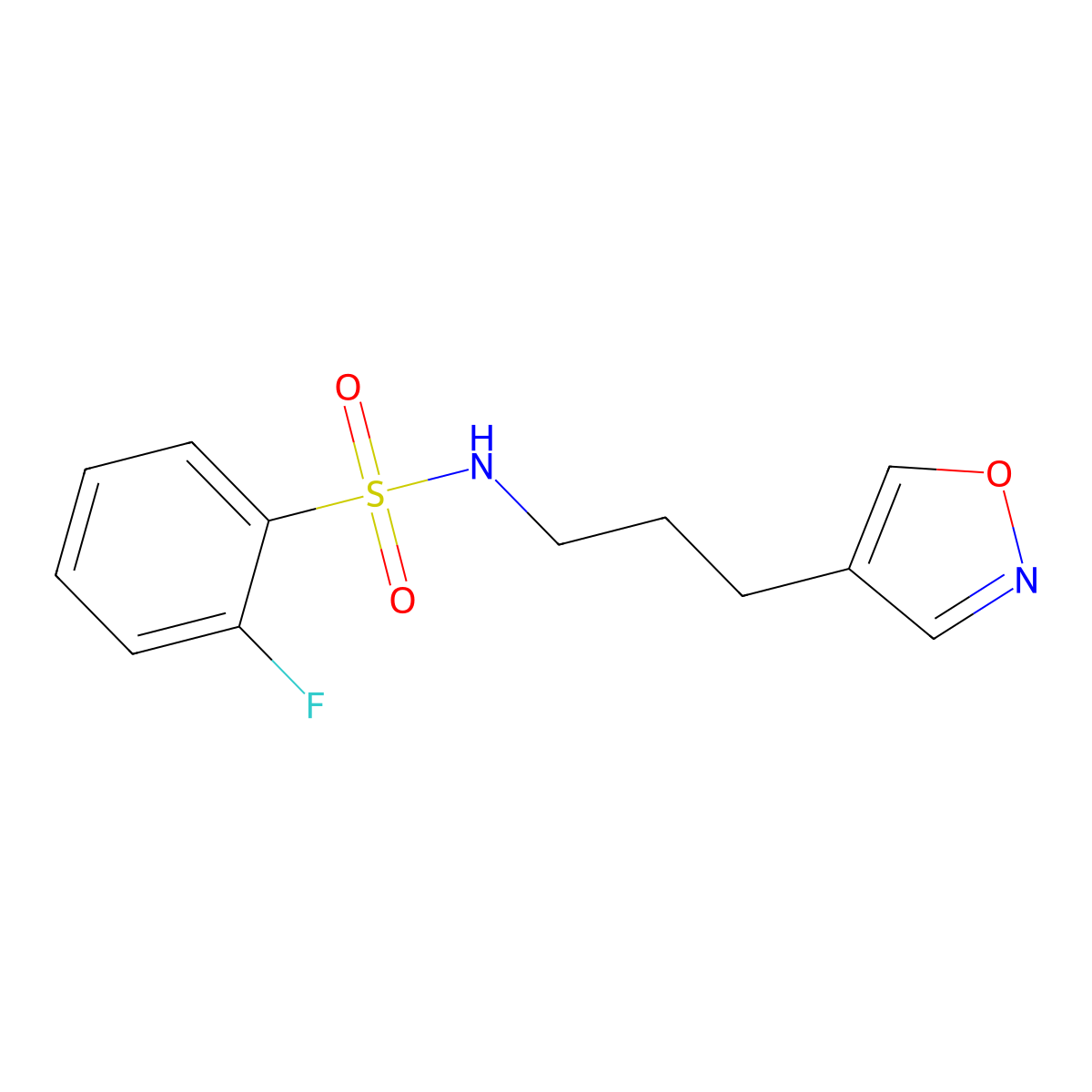 2-fluoro-N-(3-(isoxazol-4-yl)propyl)benzenesulfonamide molecular structure, CAS 1904412-21-0