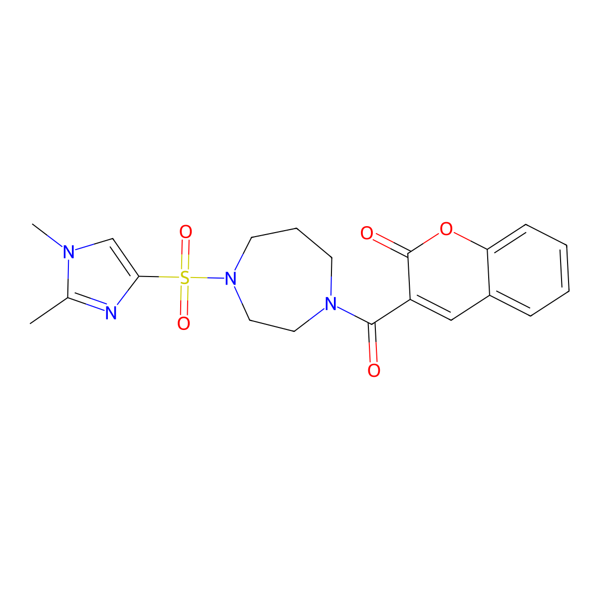 3-(4-((1,2-dimethyl-1H-imidazol-4-yl)sulfonyl)-1,4-diazepane-1-carbonyl)-2H-chromen-2-one molecular structure, CAS 1904412-68-5