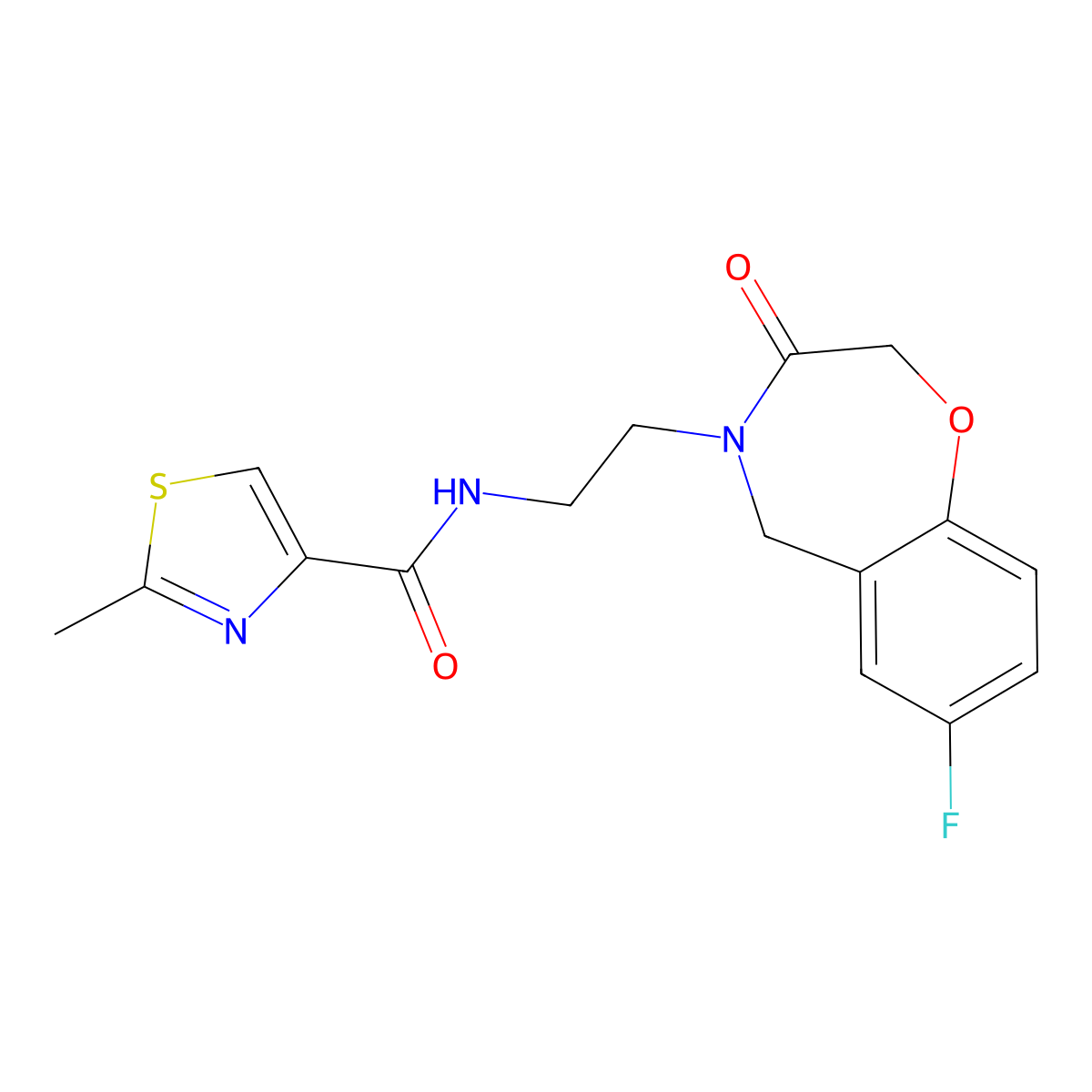 N-(2-(7-fluoro-3-oxo-2,3-dihydrobenzo[f][1,4]oxazepin-4(5H)-yl)ethyl)-2-methylthiazole-4-carboxamide molecular structure, CAS 1904412-79-8