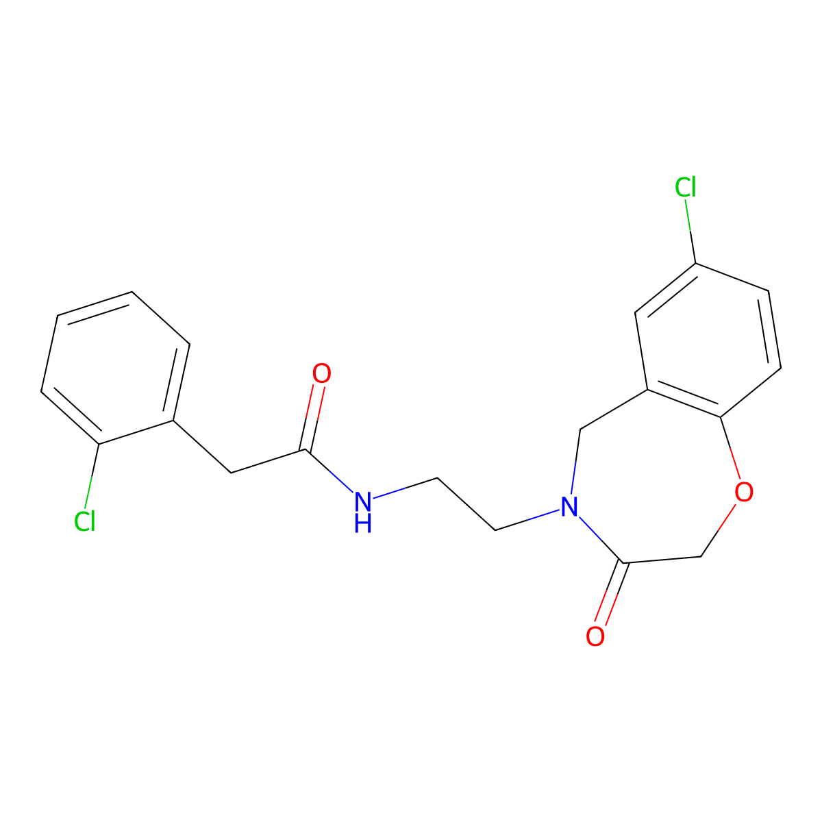 N-(2-(7-chloro-3-oxo-2,3-dihydrobenzo[f][1,4]oxazepin-4(5H)-yl)ethyl)-2-(2-chlorophenyl)acetamide molecular structure, CAS 1904413-09-7