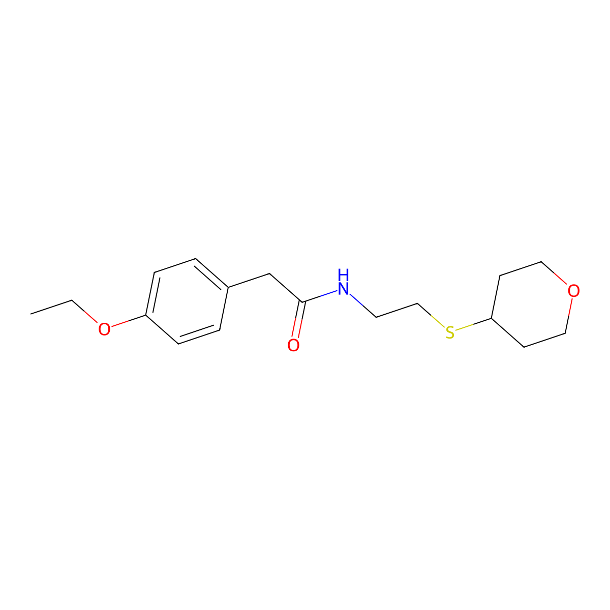 2-(4-ethoxyphenyl)-N-[2-(oxan-4-ylsulfanyl)ethyl]acetamide molecular structure, CAS 1904413-13-3