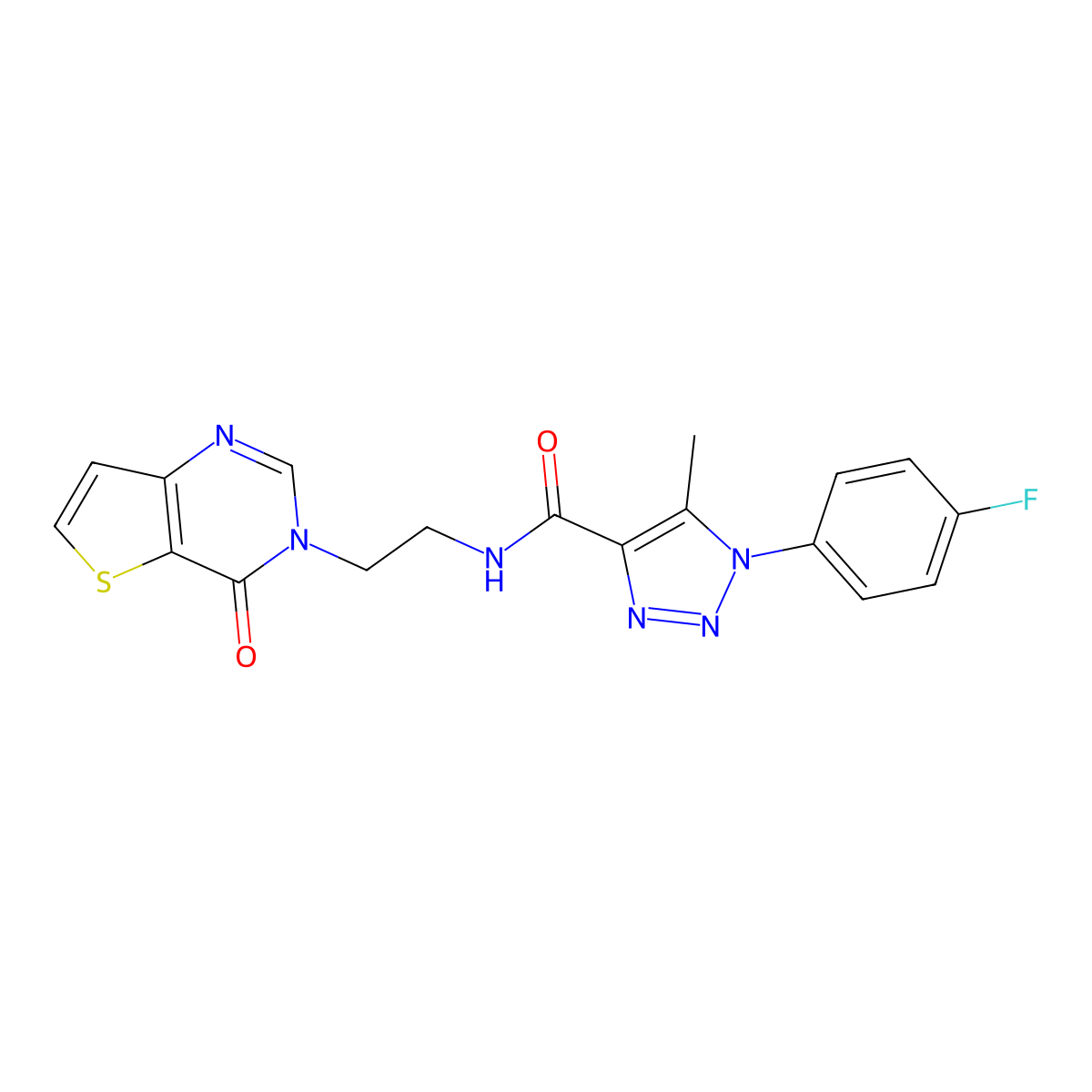 1-(4-fluorophenyl)-5-methyl-N-(2-(4-oxothieno[3,2-d]pyrimidin-3(4H)-yl)ethyl)-1H-1,2,3-triazole-4-carboxamide molecular structure, CAS 1904413-38-2