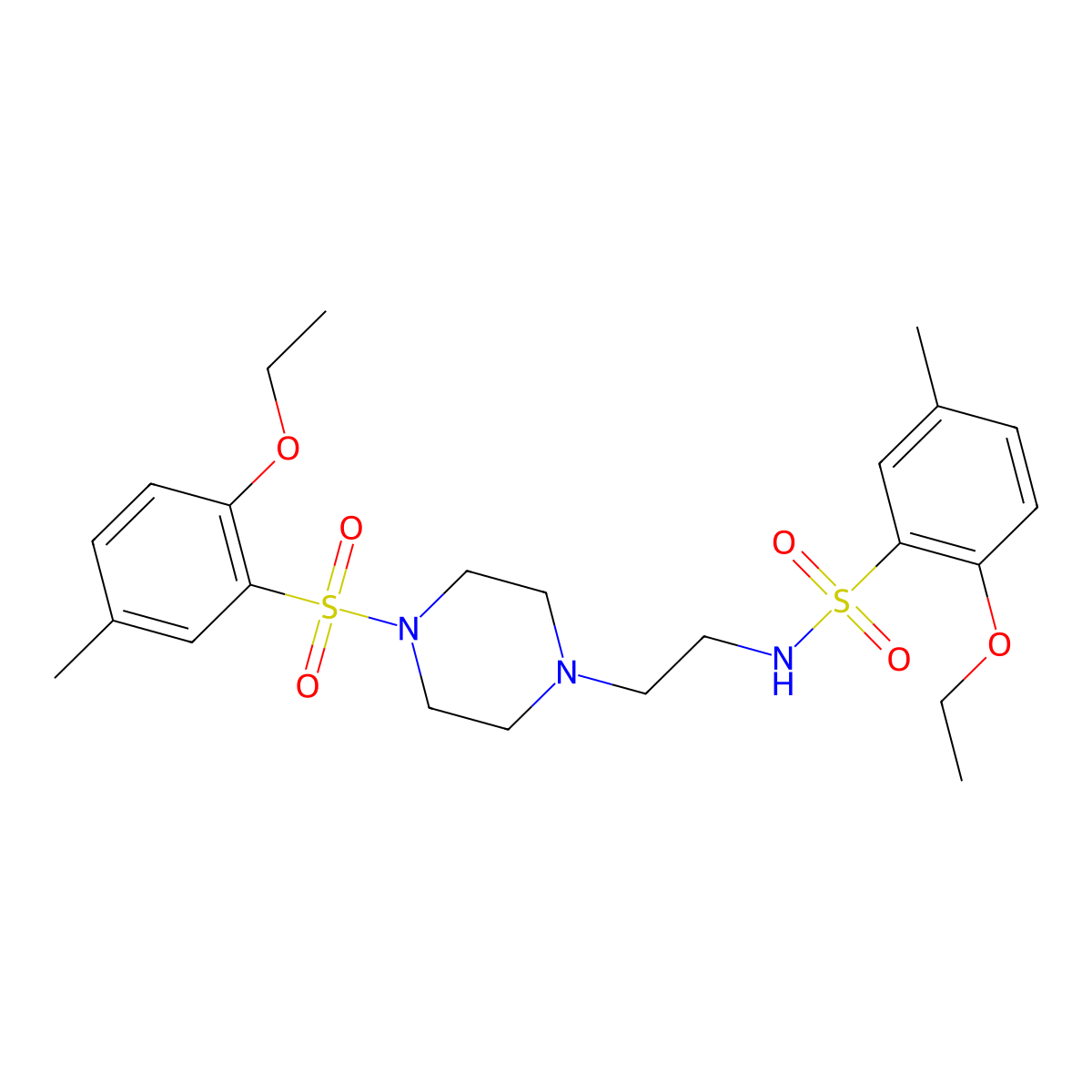 2-ethoxy-N-{2-[4-(2-ethoxy-5-methylbenzenesulfonyl)piperazin-1-yl]ethyl}-5-methylbenzene-1-sulfonamide molecular structure, CAS 1904415-85-5
