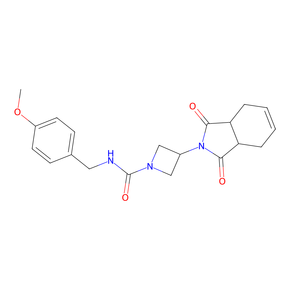 3-(1,3-dioxo-3a,4,7,7a-tetrahydro-1H-isoindol-2(3H)-yl)-N-(4-methoxybenzyl)azetidine-1-carboxamide molecular structure, CAS 1904418-16-1