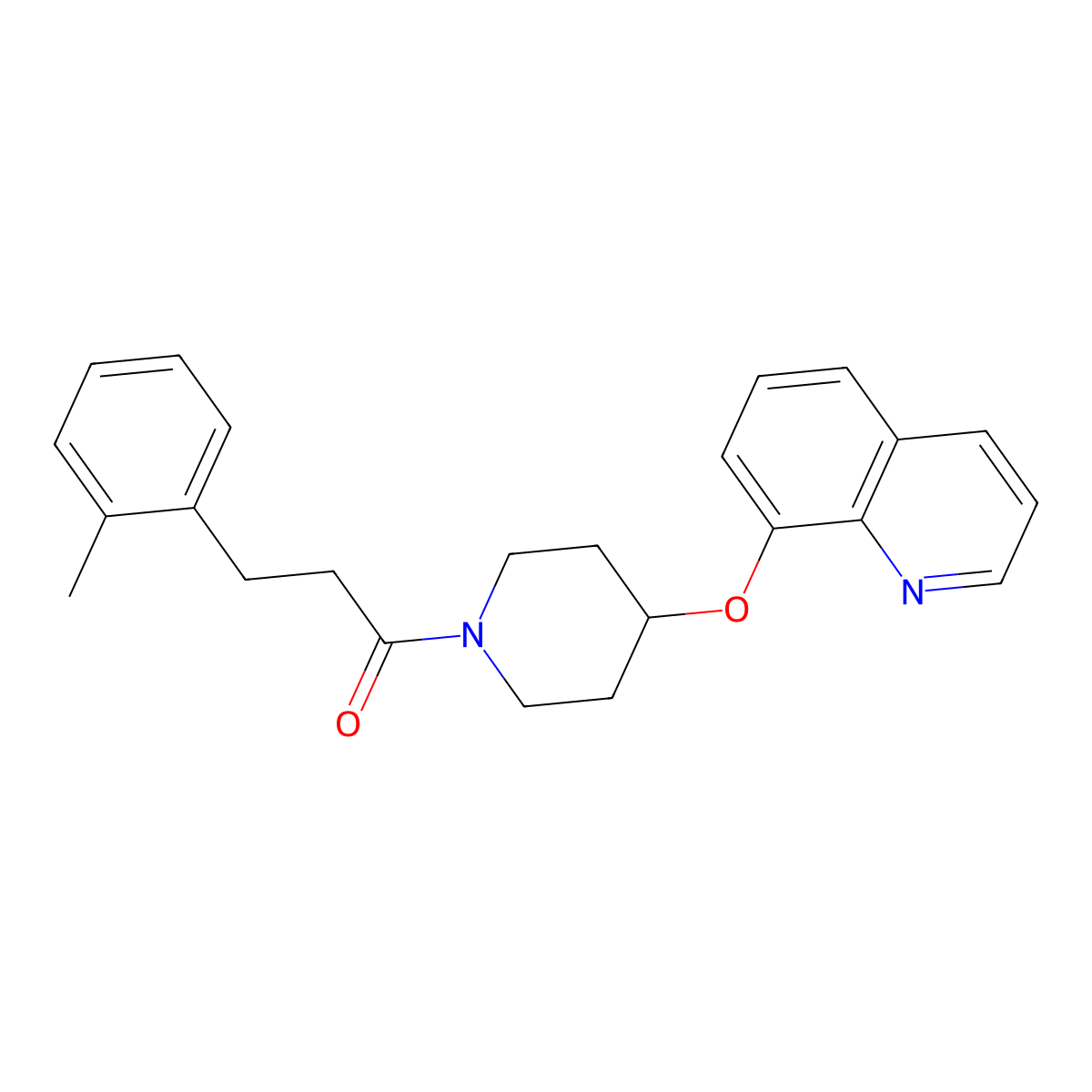 1-(4-(Quinolin-8-yloxy)piperidin-1-yl)-3-(o-tolyl)propan-1-one molecular structure, CAS 1904419-91-5