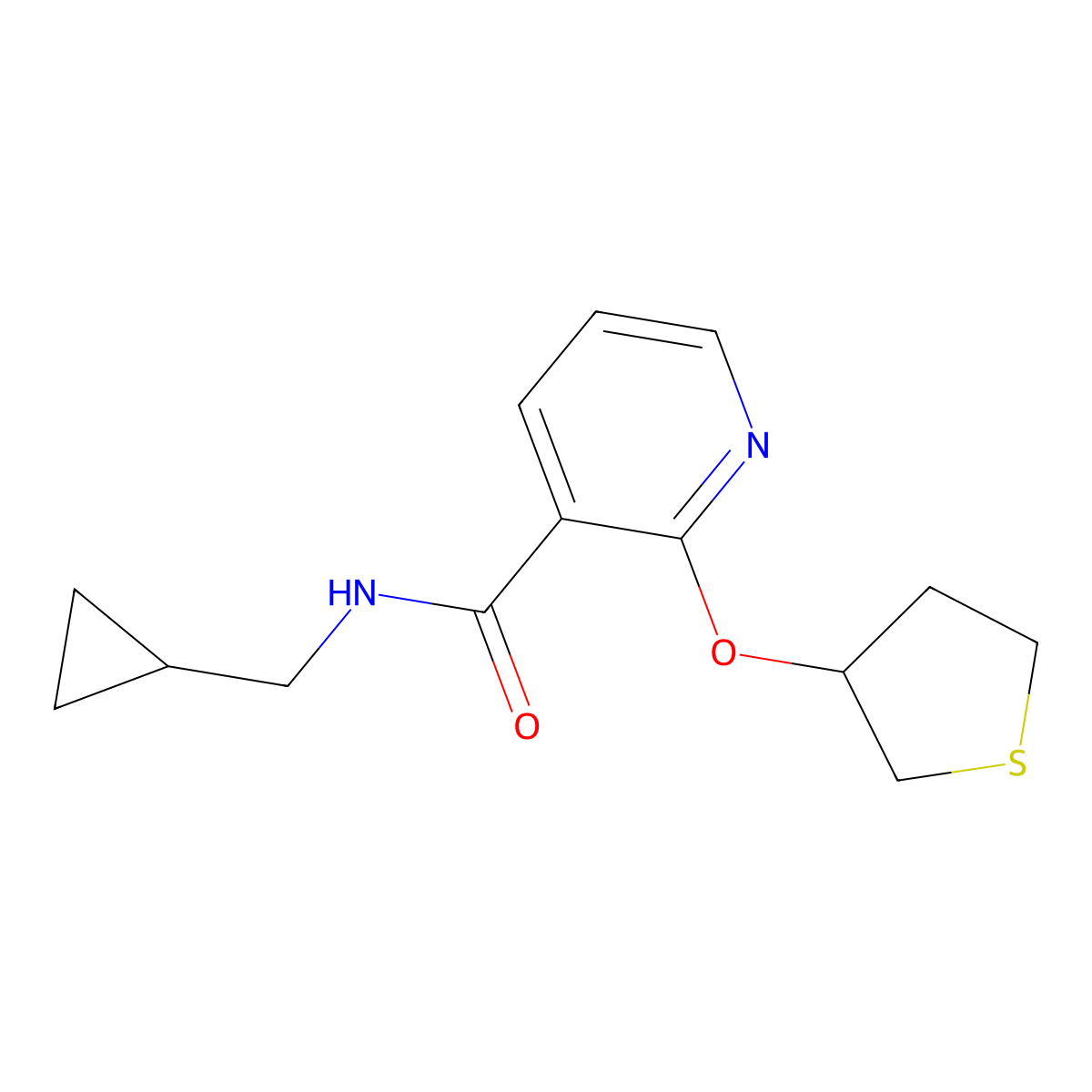 N-(cyclopropylmethyl)-2-(thiolan-3-yloxy)pyridine-3-carboxamide molecular structure, CAS 1904421-41-5