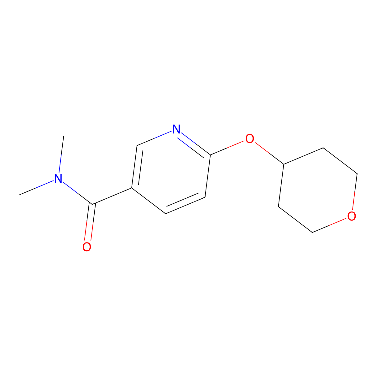 N,N-dimethyl-6-(oxan-4-yloxy)pyridine-3-carboxamide molecular structure, CAS 1904433-38-0