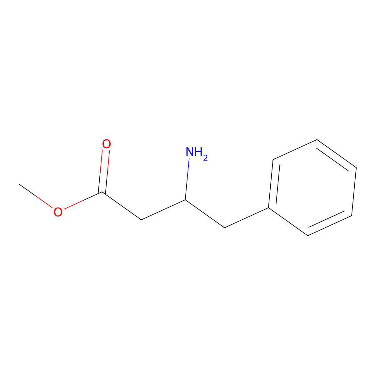 methyl (3R)-3-amino-4-phenylbutanoate molecular structure, CAS 190446-31-2