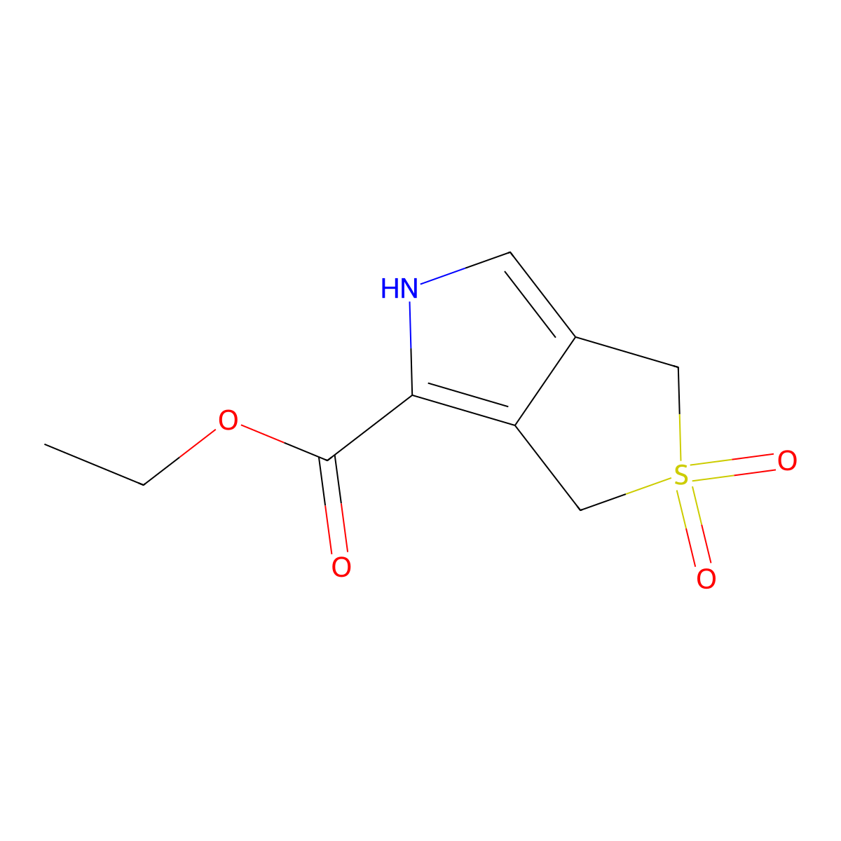 ethyl 3,5-dihydro-1H-thieno[3,4-c]pyrrole-4-carboxylate 2,2-dioxide molecular structure, CAS 190449-12-8