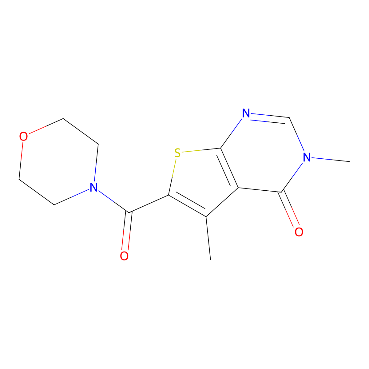 3,5-dimethyl-6-(morpholine-4-carbonyl)-3H,4H-thieno[2,3-d]pyrimidin-4-one molecular structure, CAS 1904495-71-1