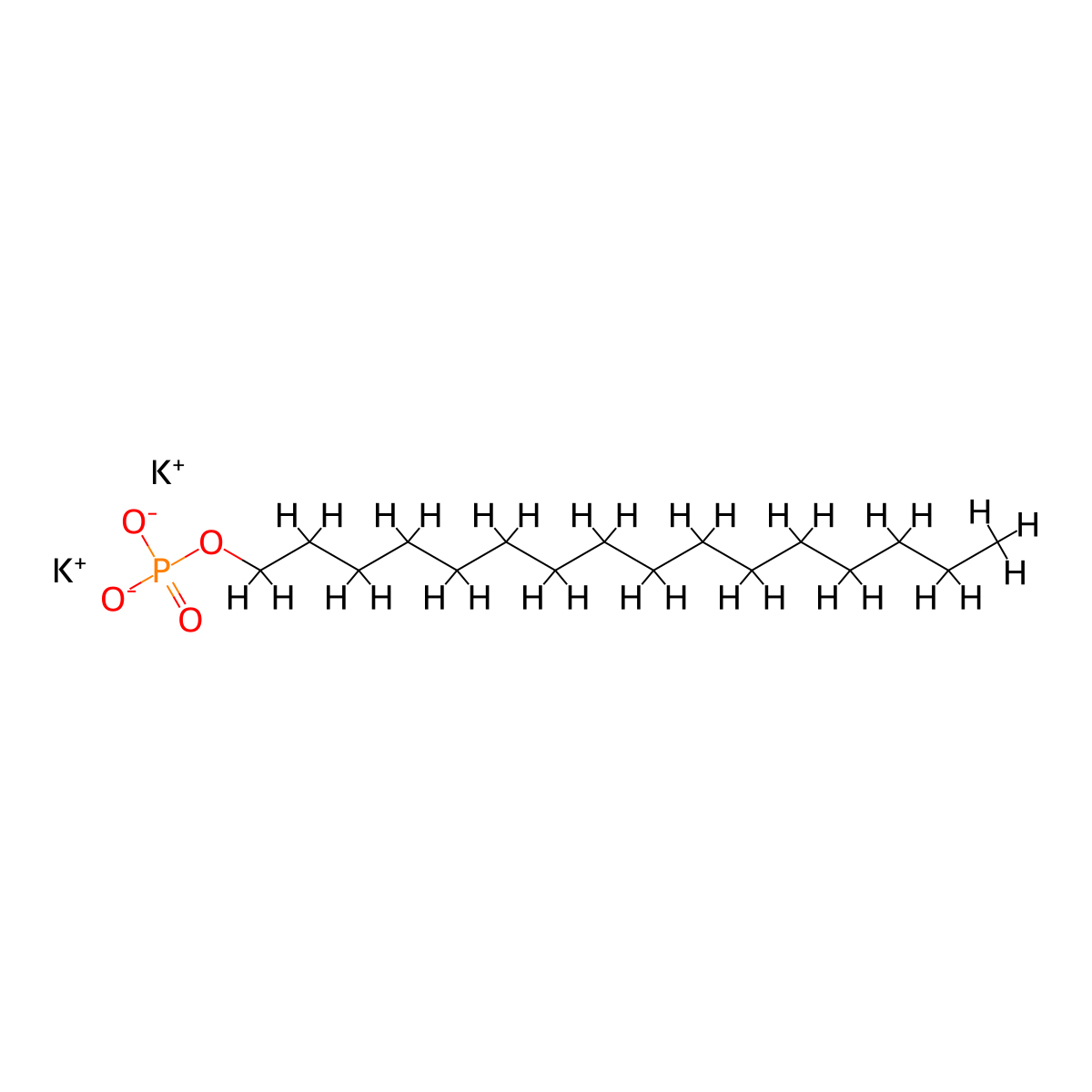 1-Hexadecanol, phosphate, potassium salt molecular structure, CAS 19045-75-1