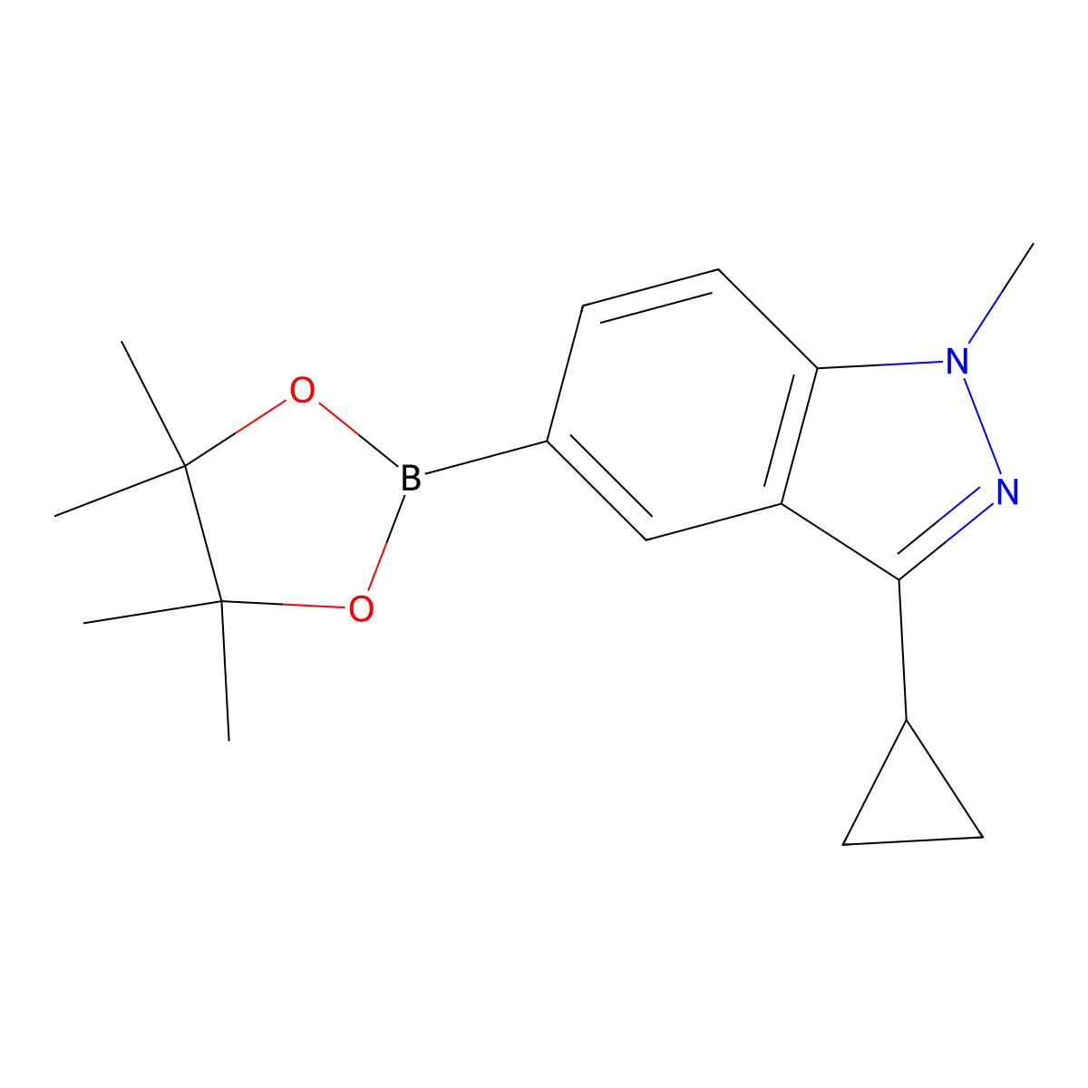 3-Cyclopropyl-1-methyl-5-(4,4,5,5-tetramethyl-1,3,2-dioxaborolan-2-yl)-1H-indazole molecular structure, CAS 1904650-82-3