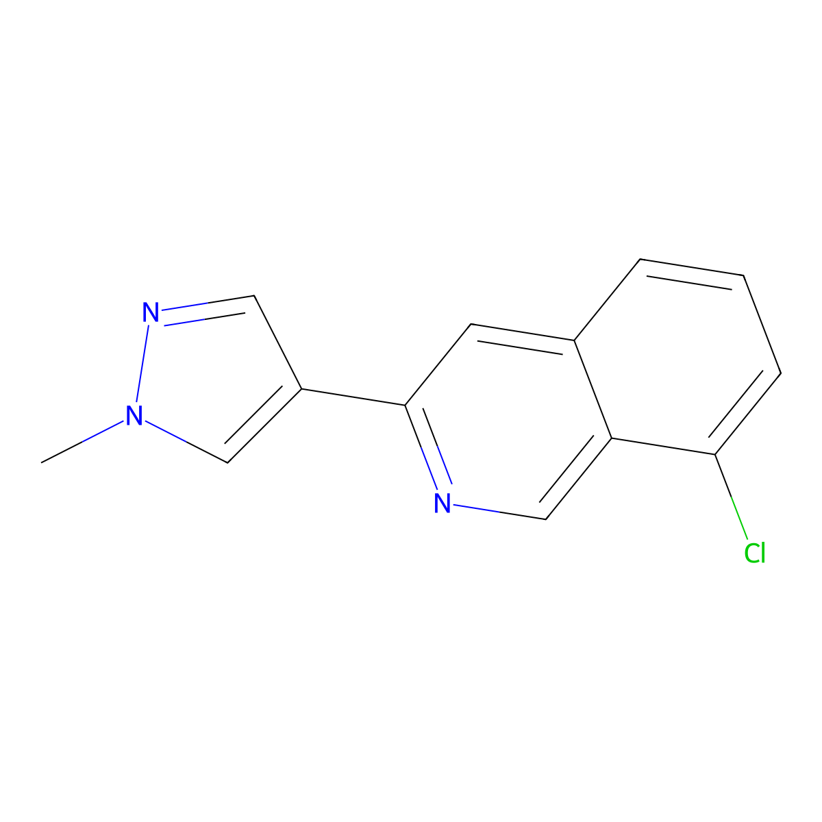 8-Chloro-3-(1-methyl-1H-pyrazol-4-YL)isoquinoline molecular structure, CAS 1904651-36-0