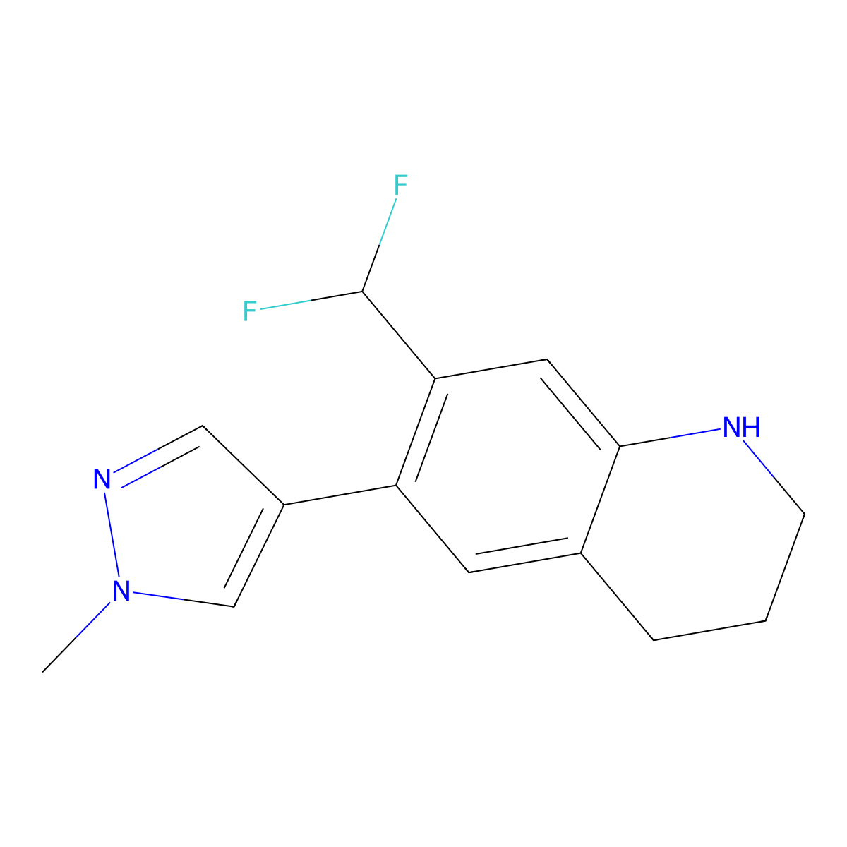 7-(difluoromethyl)-6-(1-methyl-1H-pyrazol-4-yl)-1,2,3,4-tetrahydroquinoline molecular structure, CAS 1904651-39-3