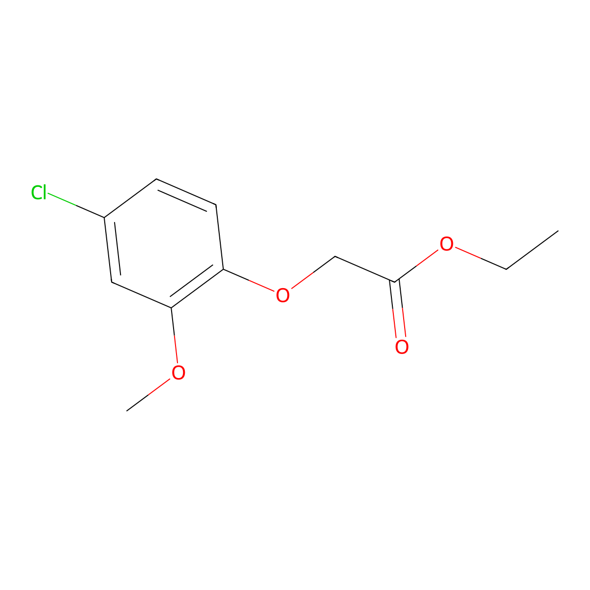 Ethyl 2-(4-chloro-2-methoxyphenoxy)acetate molecular structure, CAS 19048-76-1
