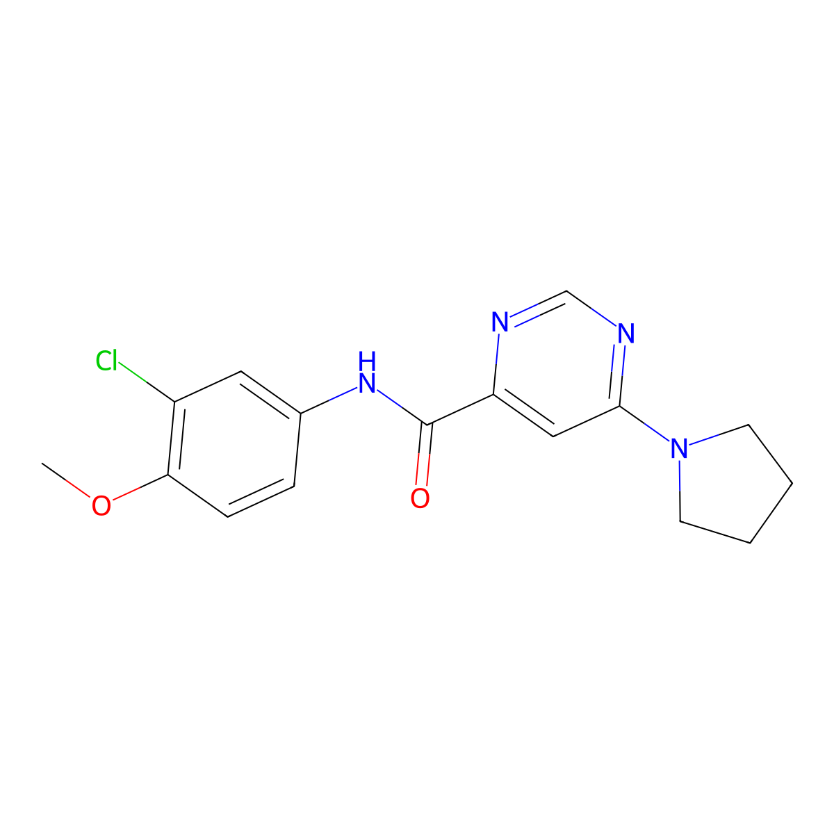 N-(3-chloro-4-methoxyphenyl)-6-(pyrrolidin-1-yl)pyrimidine-4-carboxamide molecular structure, CAS 1905143-51-2