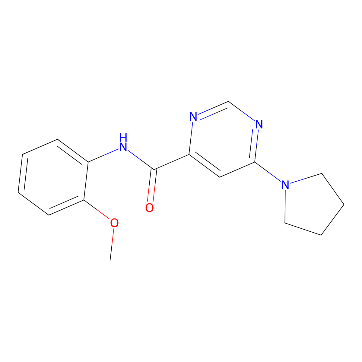 N-(2-methoxyphenyl)-6-(pyrrolidin-1-yl)pyrimidine-4-carboxamide molecular structure, CAS 1905143-69-2
