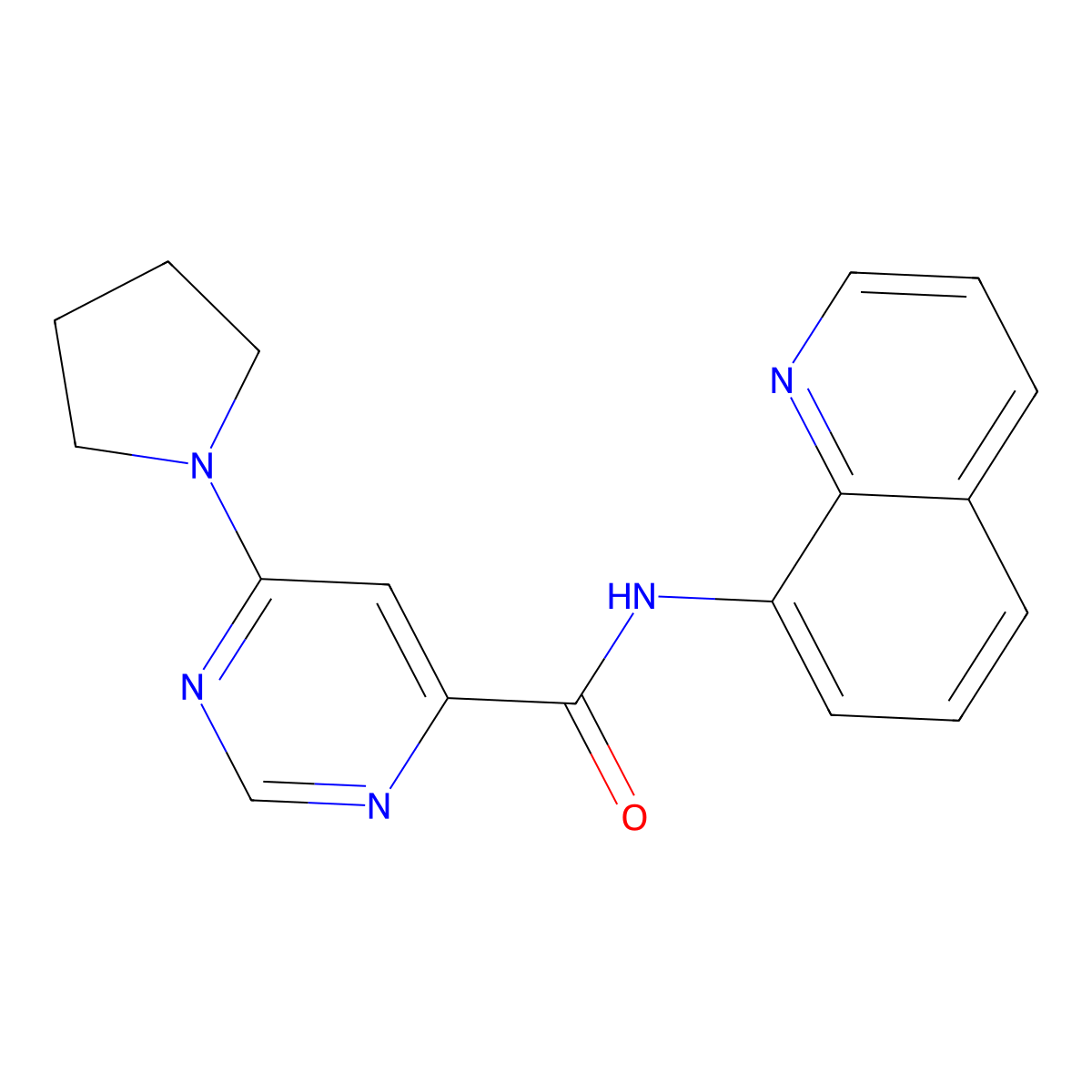 6-(pyrrolidin-1-yl)-N-(quinolin-8-yl)pyrimidine-4-carboxamide molecular structure, CAS 1905143-99-8