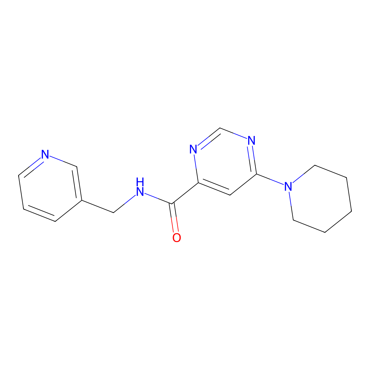 6-(piperidin-1-yl)-N-(pyridin-3-ylmethyl)pyrimidine-4-carboxamide molecular structure, CAS 1905147-80-9