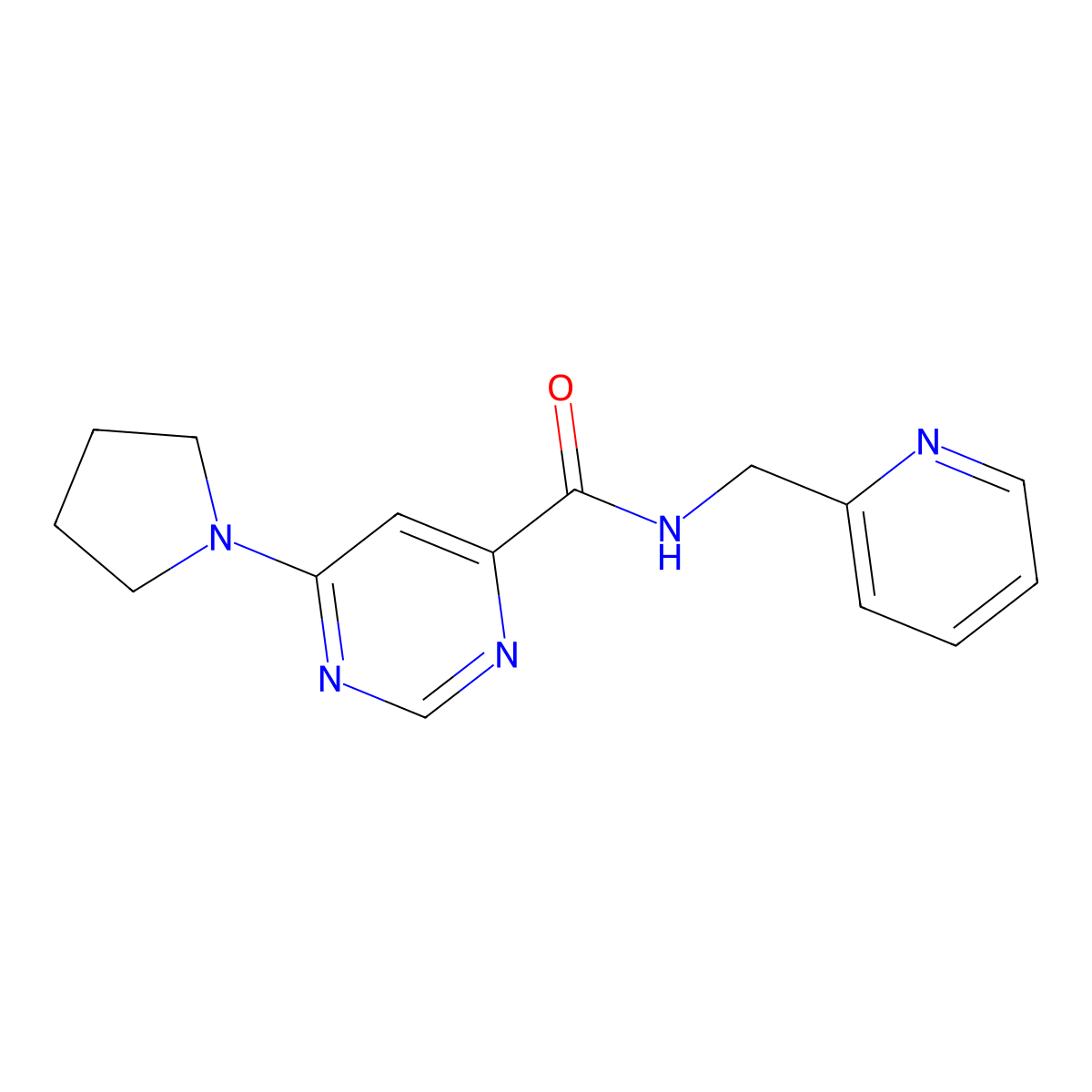 N-(pyridin-2-ylmethyl)-6-(pyrrolidin-1-yl)pyrimidine-4-carboxamide molecular structure, CAS 1905149-63-4