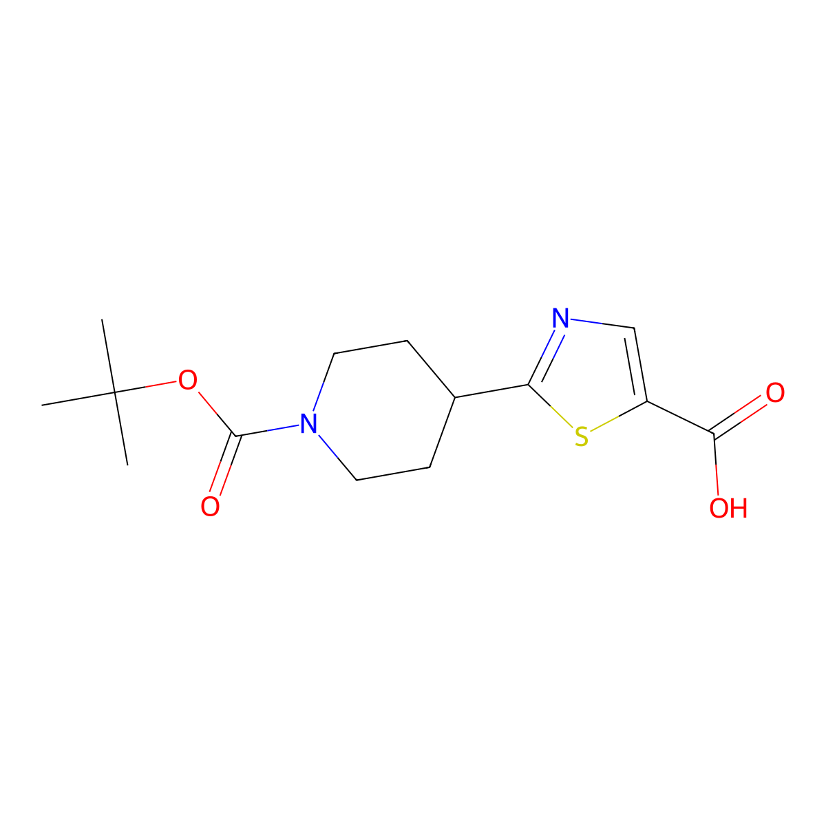 2-{1-[(Tert-butoxy)carbonyl]piperidin-4-yl}-1,3-thiazole-5-carboxylic acid molecular structure, CAS 190515-44-7
