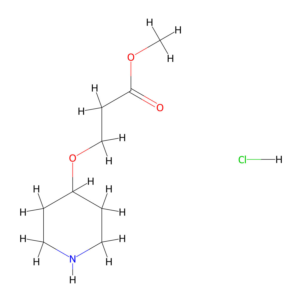 Methyl 3-(piperidin-4-yloxy)propanoate hydrochloride molecular structure, CAS 190515-56-1