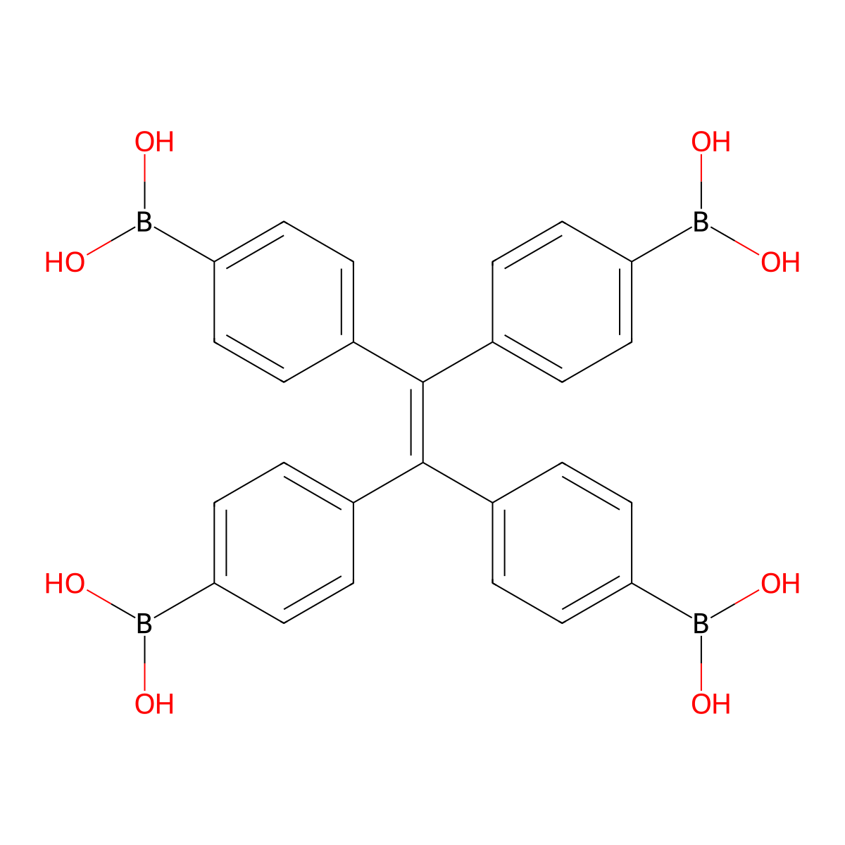 (Ethene-1,1,2,2-tetrayltetrakis(benzene-4,1-diyl))tetraboronic acid molecular structure, CAS 1905395-21-2