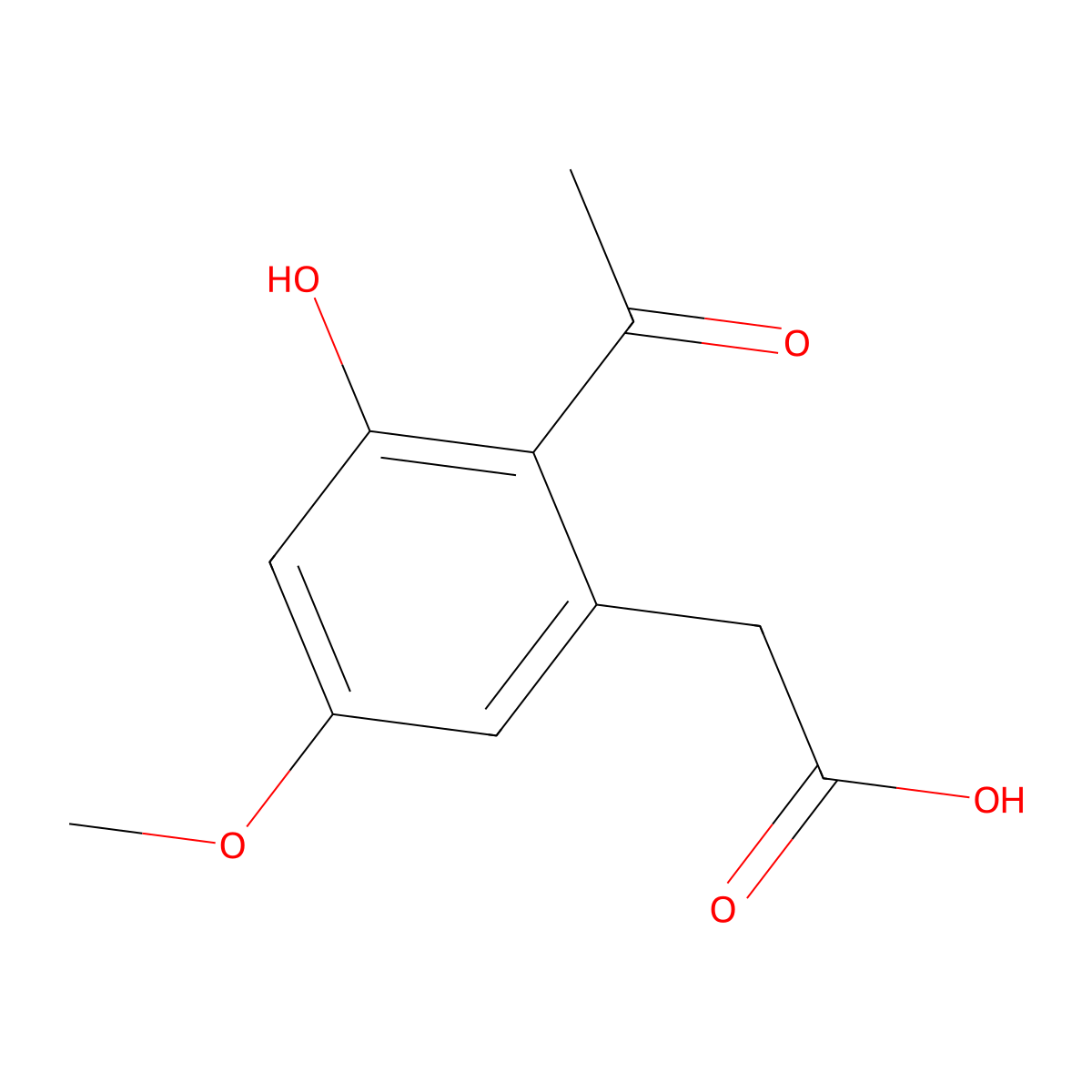 2-(2-Acetyl-3-hydroxy-5-methoxyphenyl)acetic acid molecular structure, CAS 19054-28-5
