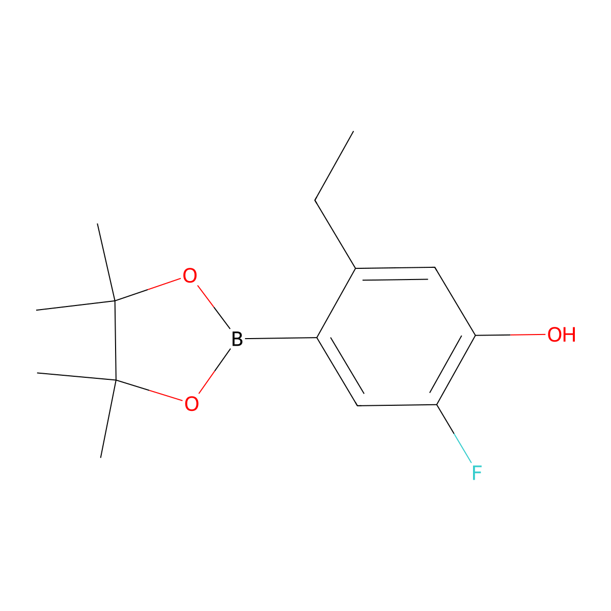 5-Ethyl-2-fluoro-4-(4,4,5,5-tetramethyl-1,3,2-dioxaborolan-2-yl)phenol molecular structure, CAS 1905413-47-9