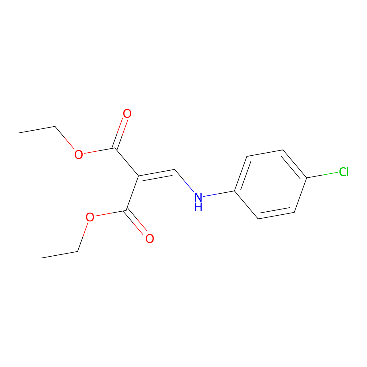 Diethyl 2-((4-chloroanilino)methylene)malonate molecular structure, CAS 19056-79-2