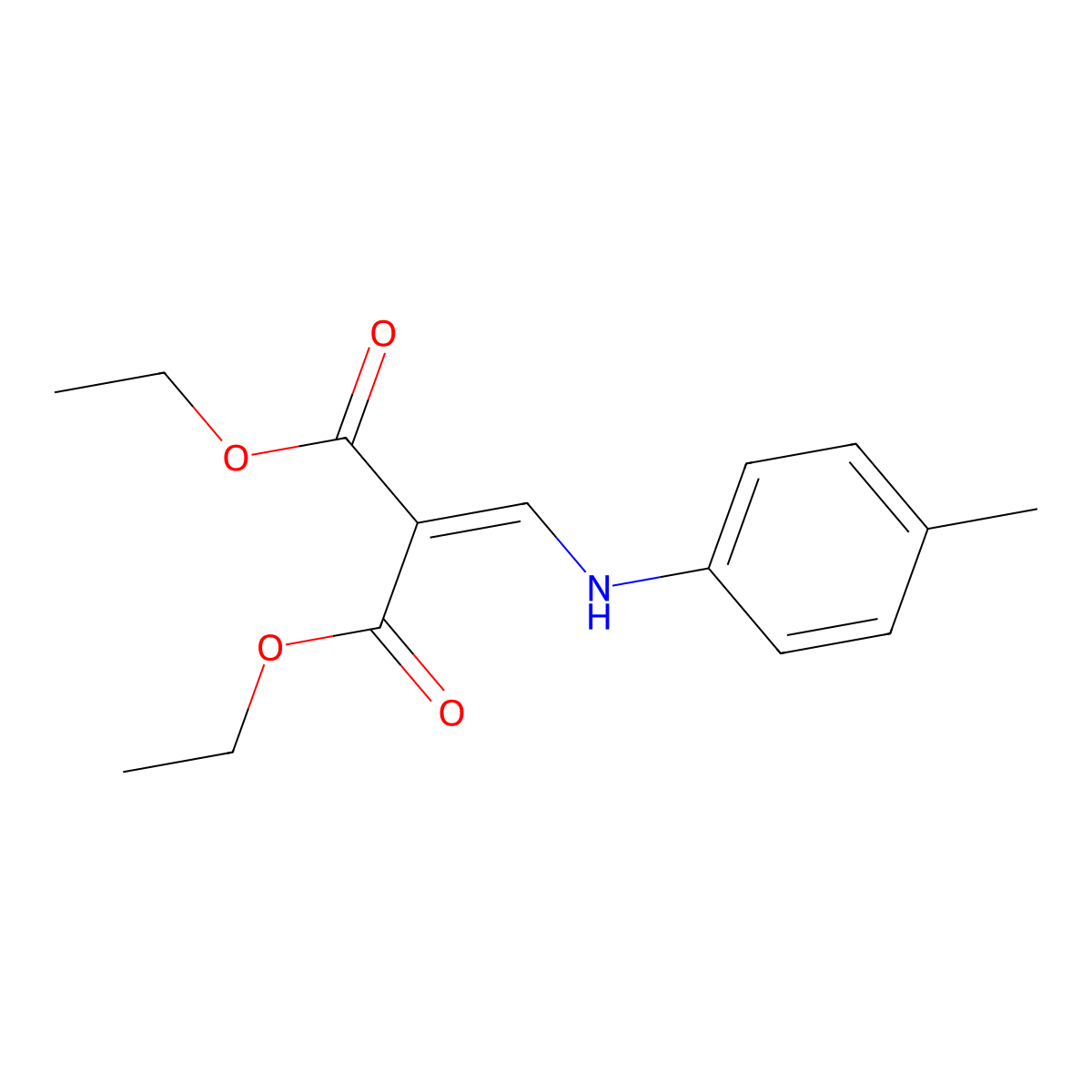 Diethyl 2-((p-tolylamino)methylene)malonate molecular structure, CAS 19056-84-9