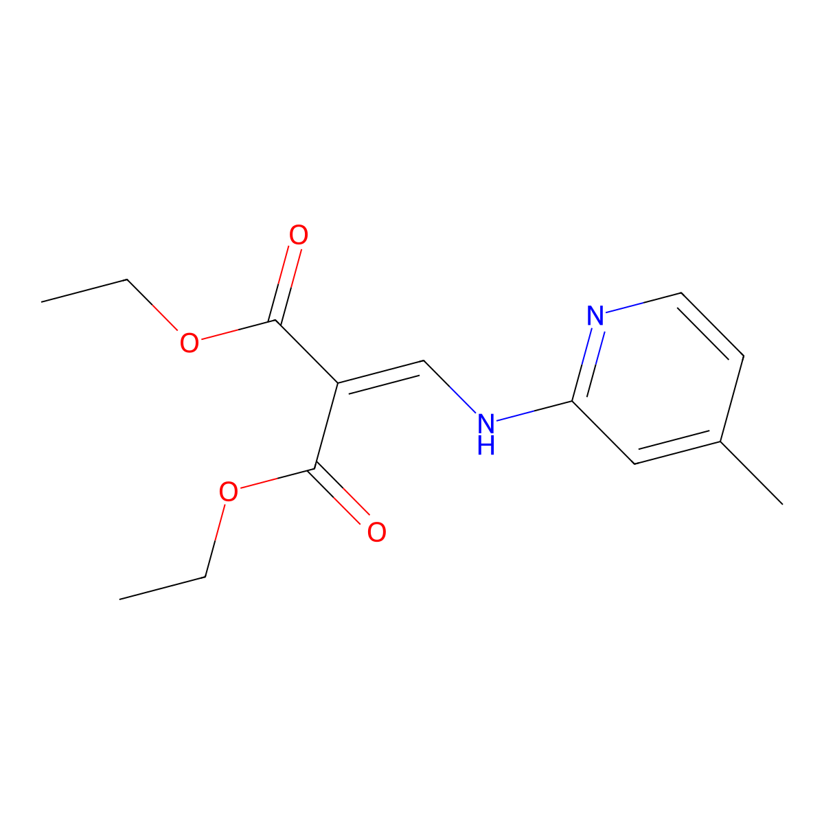 Diethyl {[(4-methylpyridin-2-yl)amino]methylidene}propanedioate molecular structure, CAS 19056-88-3