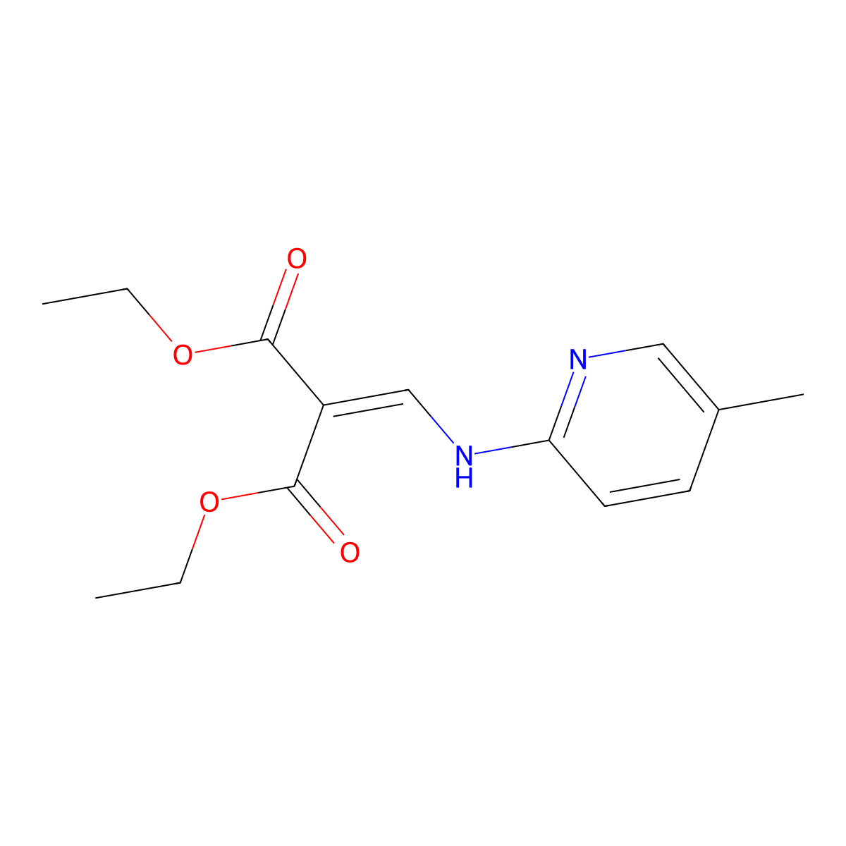 1,3-Diethyl 2-(((5-methyl-2-pyridinyl)amino)methylene)propanedioate molecular structure, CAS 19056-89-4